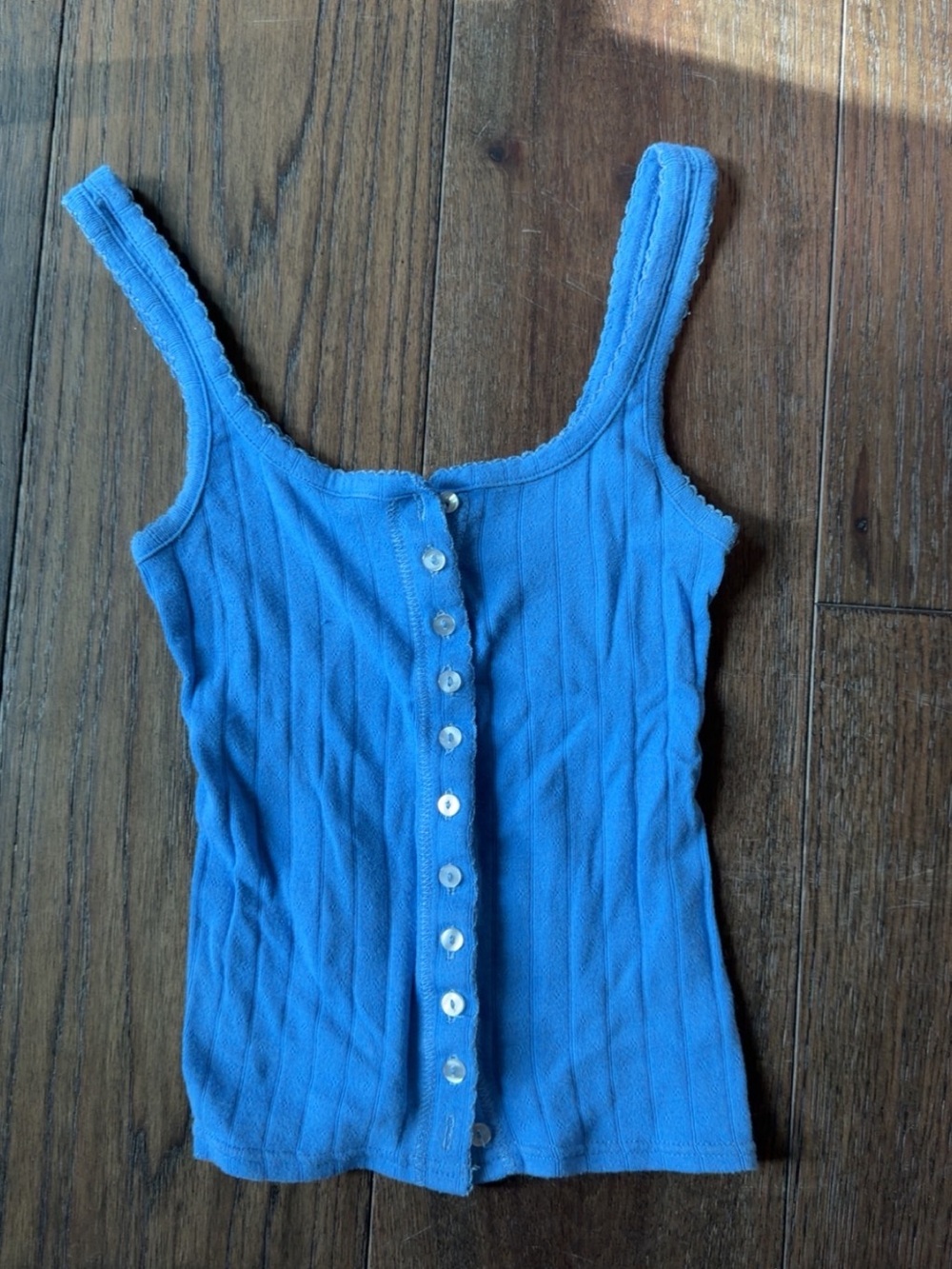 Free People Blue Marinia End Game Pointelle Tank